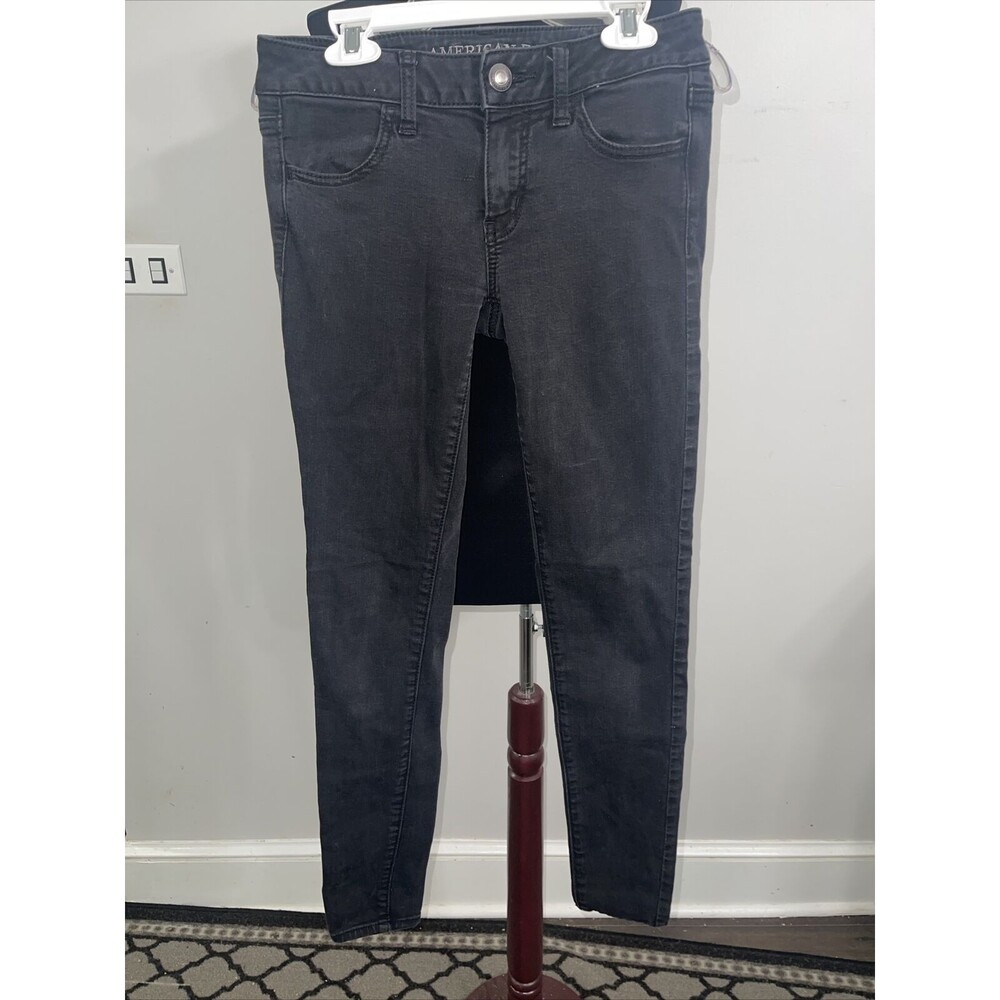 American Eagle Jeans Womens Size 2 Black Super Stretch Jegging Denim